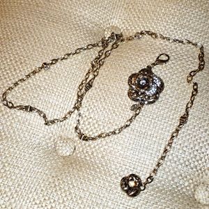 Monet Gold Tone Floral Diamond Station Belt Metal Chain Belt 37"